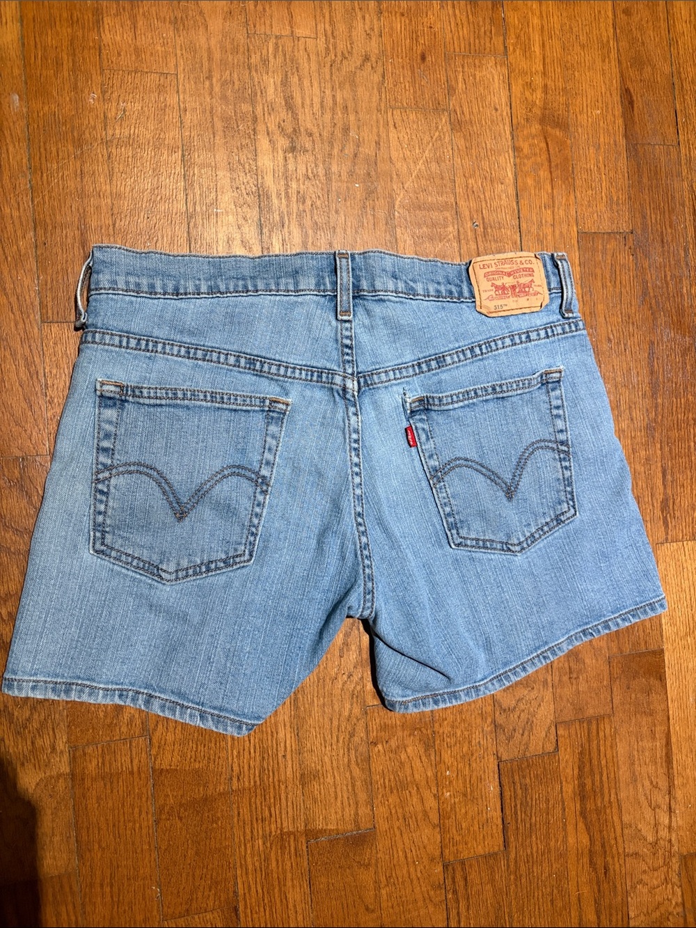 Vintage Y2K LEVIS 515 Light Blue Denim Jean Shorts holes used Sz 10